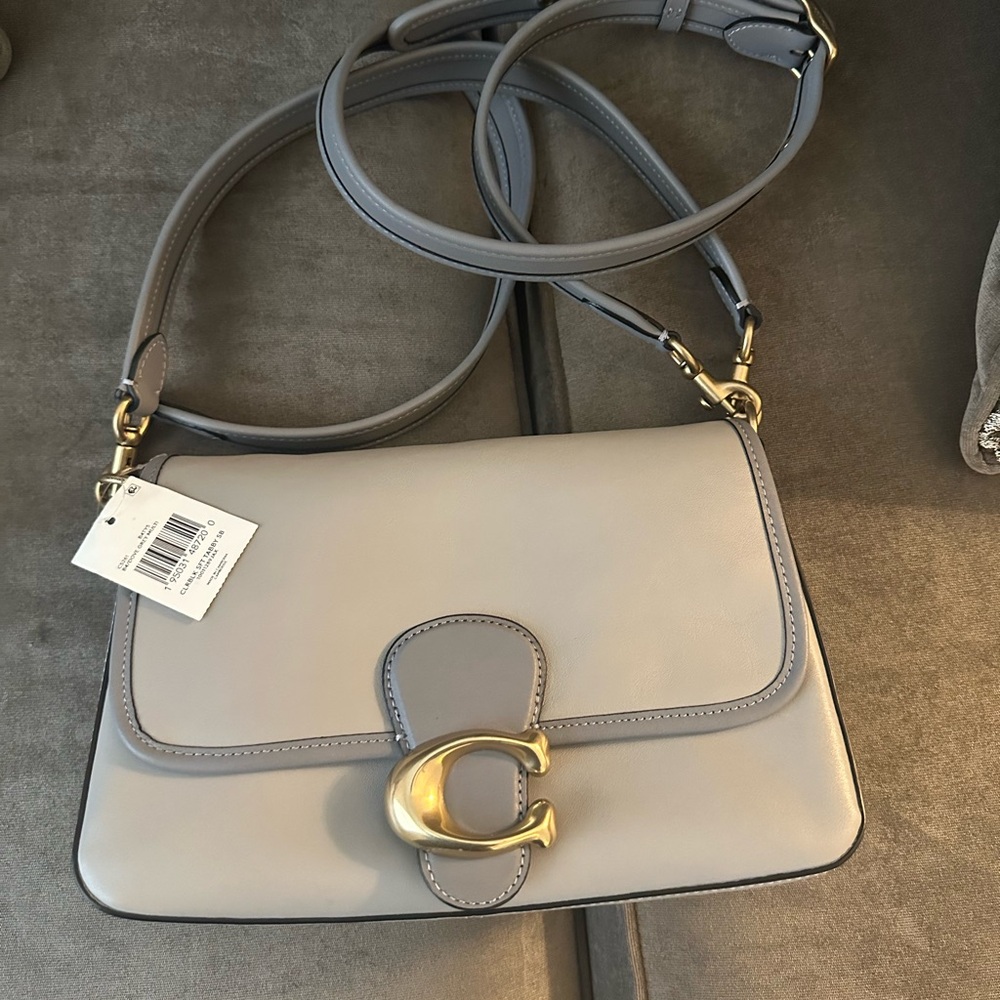 Coach Gray Shoulder Bag with Gold Hardware